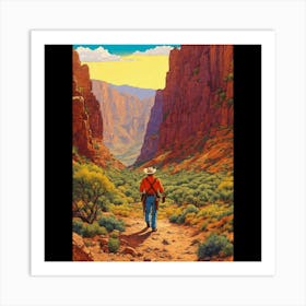 Cowboy In The Canyon Art Print