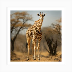 Giraffe In The Savannah Art Print