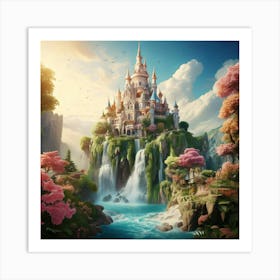 Firefly Soft, Pastels, Intricate, Castle, Floating, Islands, Cascading, Waterfalls, Dreamy, Ethereal (9) Art Print