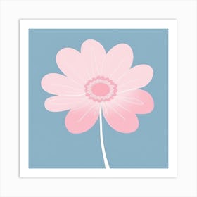 A White And Pink Flower In Minimalist Style Square Composition 6 Art Print