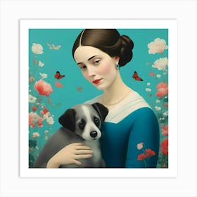 Lady With A Dog Art Print