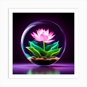 Lotus Flower In A Glass Ball Art Print