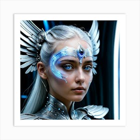 Futuristic Girl With Wings 6 Art Print