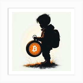 Child Holding Bitcoin Compass Art Print