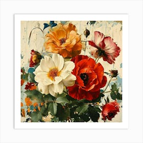 Roses In A Vase Art Print