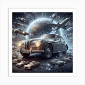 Old School Car Painting  Art Print