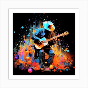 Acoustic Guitar Splash Colors Art Print