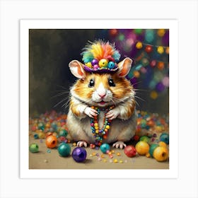 Hamster Mardi Gras 1 Art Print