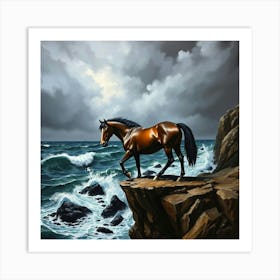 Horse On Cliff 2 Art Print