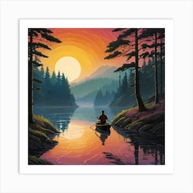 Sunset In A Canoe Art Print