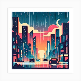 Night City Skyline Art Print