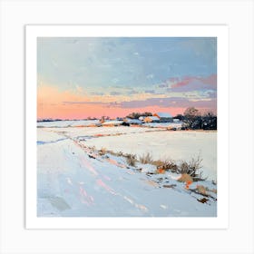 Farm In The Snow 3 Art Print