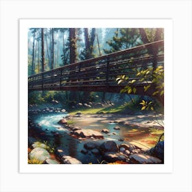 Bridge In The Woods Art Print