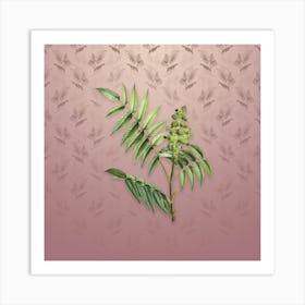 Vintage Staghorn Sumac Botanical on Dusty Pink Pattern n.2447 Art Print