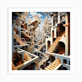 Dimensional Delusions Escher Inspired Abstract Pieces That Play With Perspective Dimension And Im 946173201 Art Print