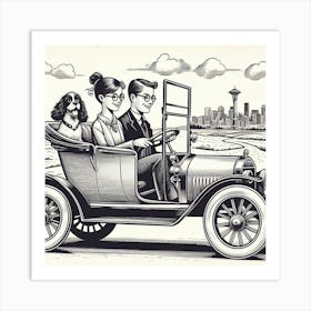 Couple In A Car Art Print