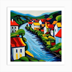 Riverside Village Art Print