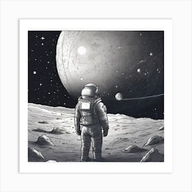 Astronaut On The Moon Art Print