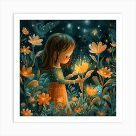 Little Girl In The Garden Art Print