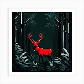 Red Deer In The Forest Art Print