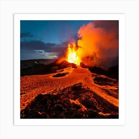 Firefly Dynamic Eruption Of Molten Lava With Fiery Colors 63478 (2) Art Print