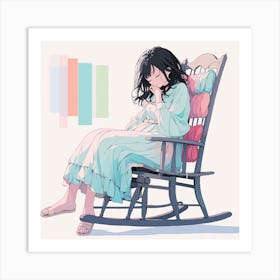 Girl In A Rocking Chair Art Print