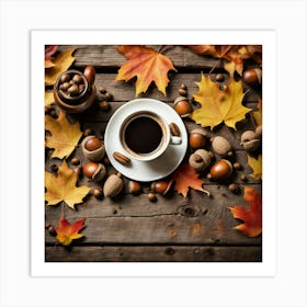 Autumn Leaves And Coffee 15 Art Print