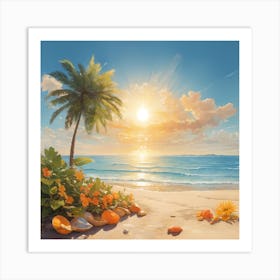 Sunset On The Beach 1 Art Print