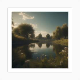 Pond With Trees 1 Art Print