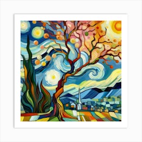 Abstract modernist Almond tree 1 Art Print