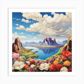 Flowers On The Lake Art Print