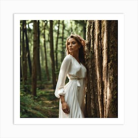 Beautiful Woman In The Forest 2 Art Print