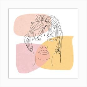 Young Venus line art Portrait Of A Woman Art Print