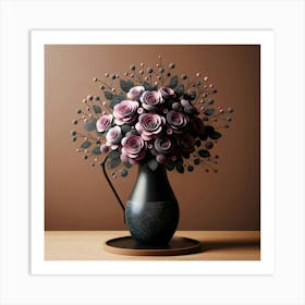 Purple Roses In A Vase 13 Art Print