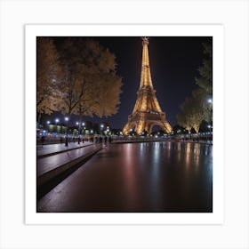 Eiffel Tower At Night Art Print