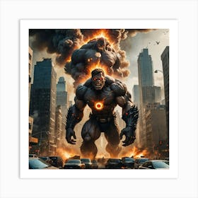 Creature Chaos: A Giant's Rampage Through the City Art Print