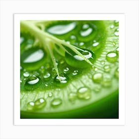 Water Droplets On A Cucumber Art Print