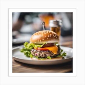 Hamburger On A Plate 44 Art Print