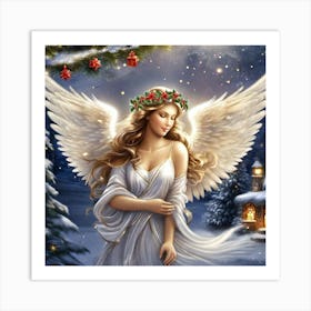 Angel Christmas Wallpaper 1 Art Print