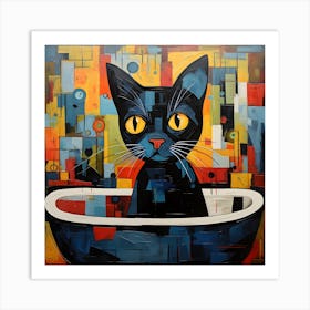 Bathtub Cat 3 Art Print