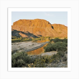 Desert River Scenery Square Art Print