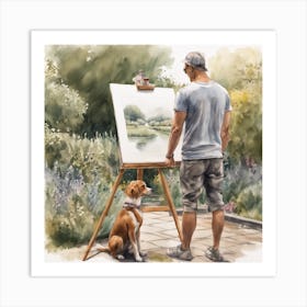 Artist And Dog Art Print