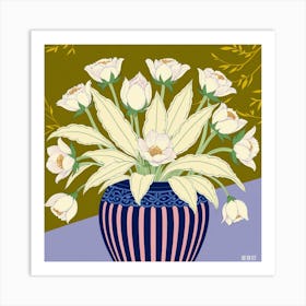 White Flowers In A Vase 2 Art Print