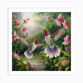 Hummingbirds In Flight Art Print