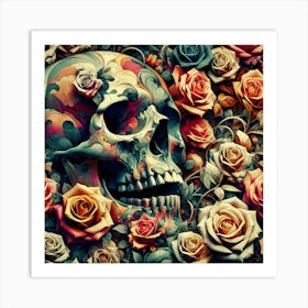 Skull And Roses 40's Art Print