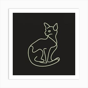 Cat Sitting On A Black Background Art Print