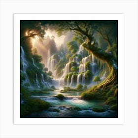 Waterfall In The Forest 1 Art Print