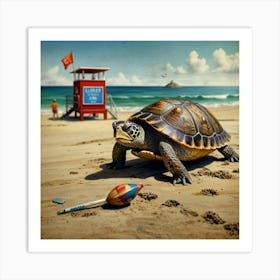 Turtle On The Beach 14 Art Print