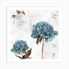 Blue Peonies Art Print