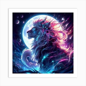 Lion In The Moonlight 3 Art Print